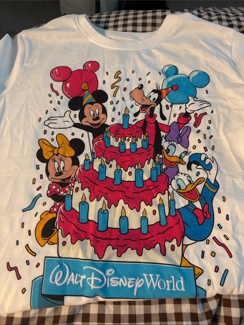 Disney White Kids Birthday Cake Character Graphic Tee
